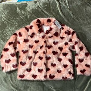 SOLD | Monki Kawaii Pink Fur Heart Jacket, size XS.